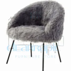 Faux Fur Accent Chair with Metal Frame